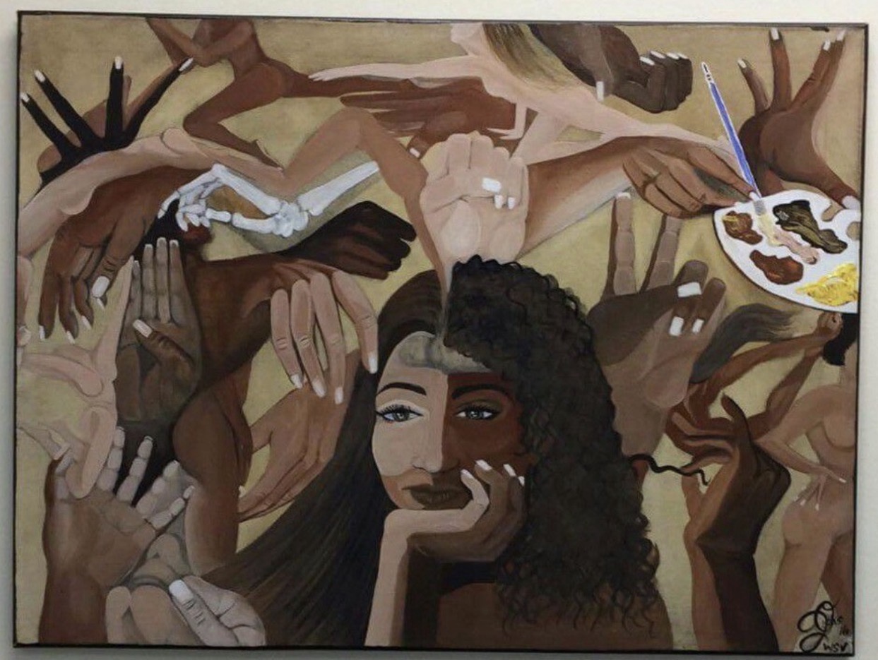 Untitled — Woman with Many Hands, Acrylic Painting